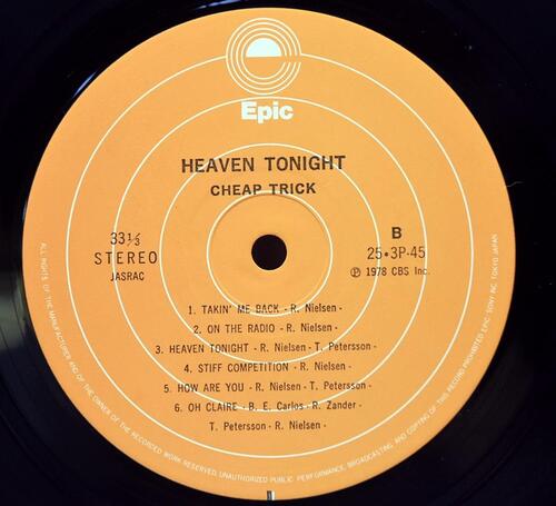 Cheap Trick [칩 트릭] - Heaven Tonight ㅡ 중고 수입 오리지널 아날로그 LP