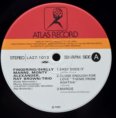 Shelly Manne, Monty Alexander, Ray Brown [셸리 맨, 몬티 알렉산더, 레이 브라운] – Fingering - 중고 수입 오리지널 아날로그 LP