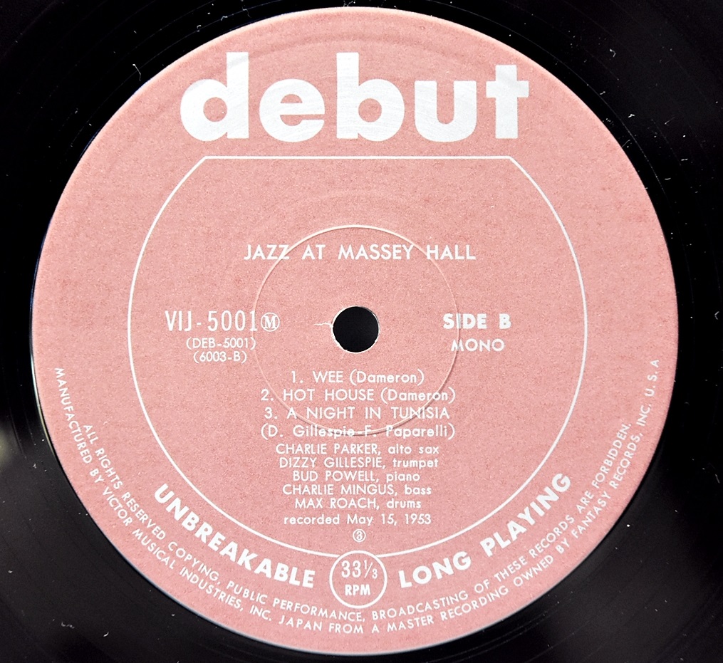 The Quintet (Bud Powell, Charles Mingus, Charlie Parker, Dizzy Gillespie, Max Roach) [버드 파웰, 찰스 밍구스, 찰리 파커, 디지 글레스피, 맥스 로치] – Jazz At Massey Hallㅡ 중고 수입 오리지널 아날로그 LP