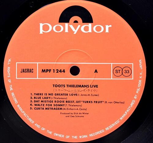 Toots Thielemans [투츠 틸레망] – Live - 중고 수입 오리지널 아날로그 LP