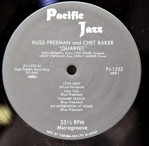 Chet Baker Quartet [쳇 베이커] ‎- Quartet: Russ Freeman Chet Baker - 중고 수입 오리지널 아날로그 LP