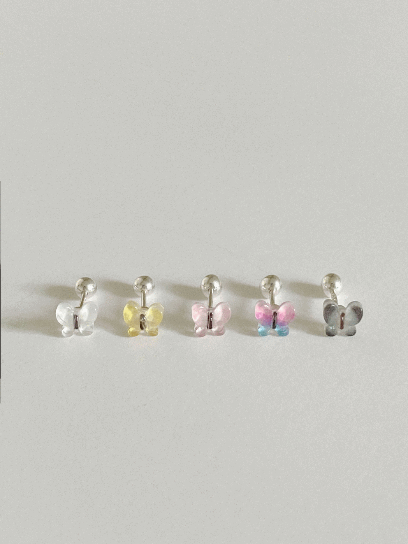 [92.5 Silver]  Acrylic butterfly piercing