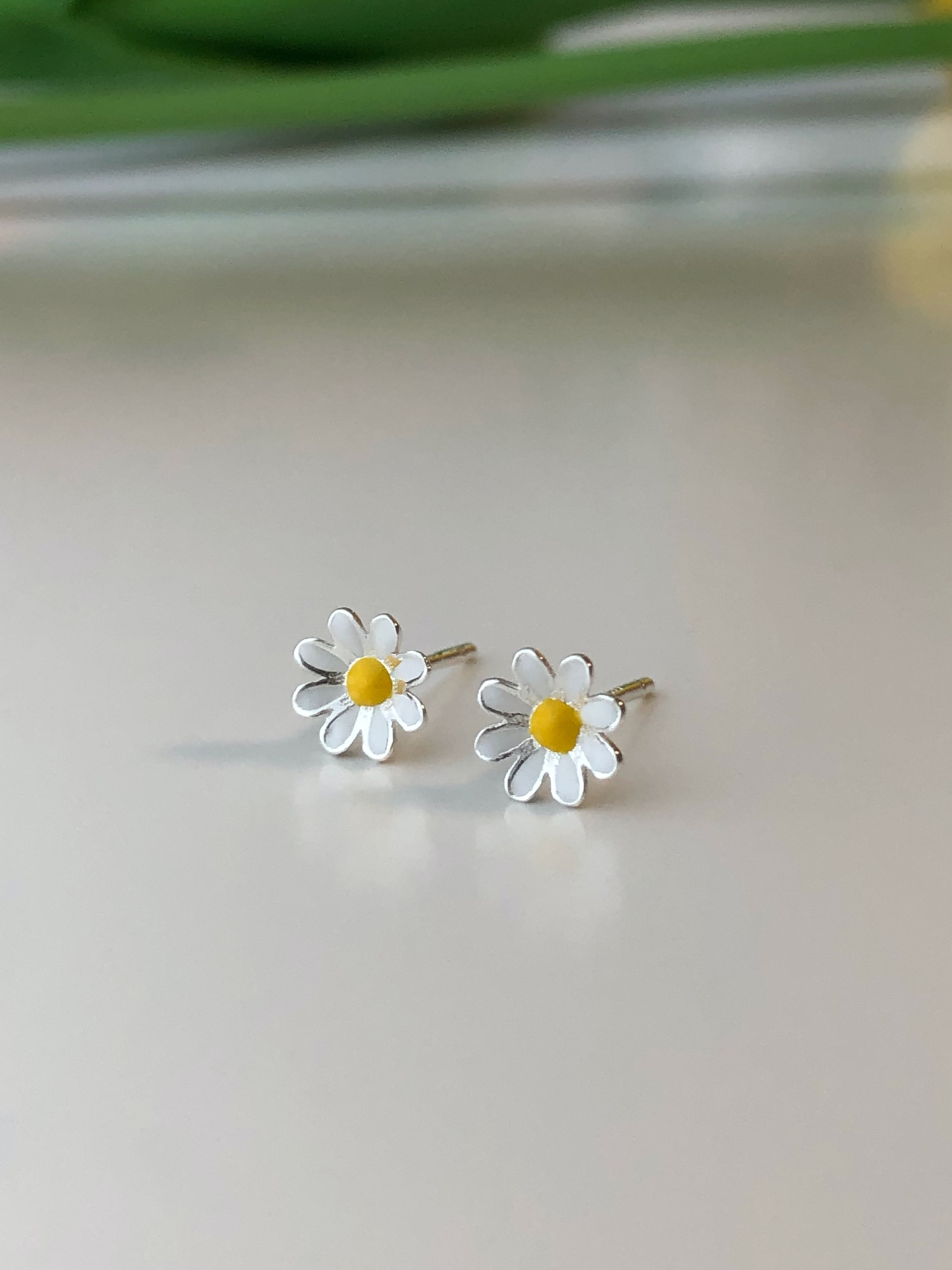 [92.5 Silver] yellow flower earrings