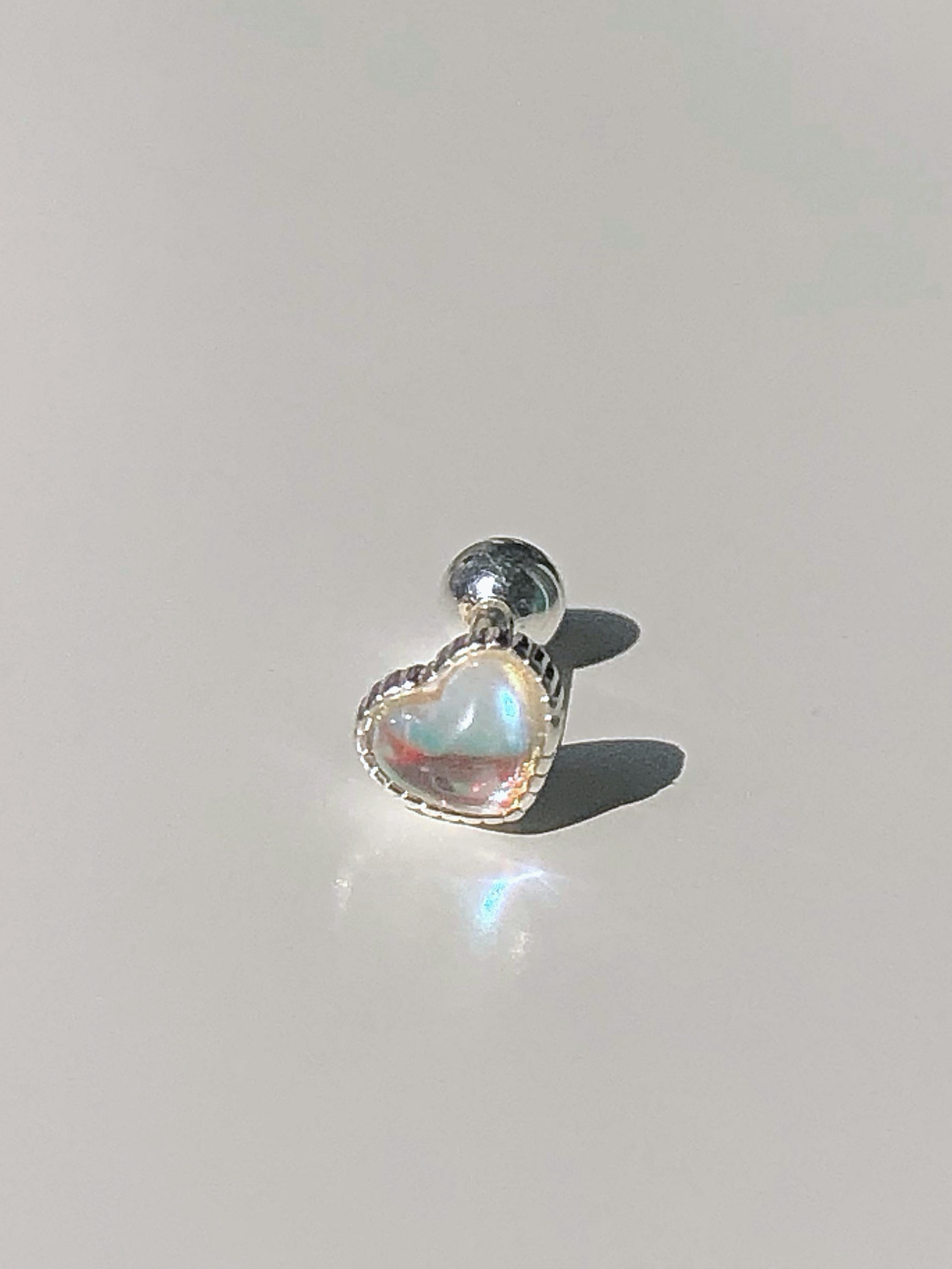 [92.5 silver] Heart Opal Piercing