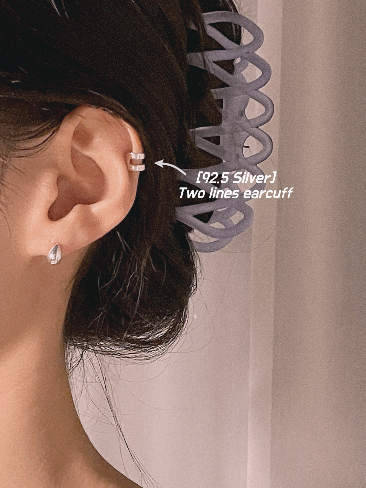 [92.5 Silver] Two lines earcuff (2size)
