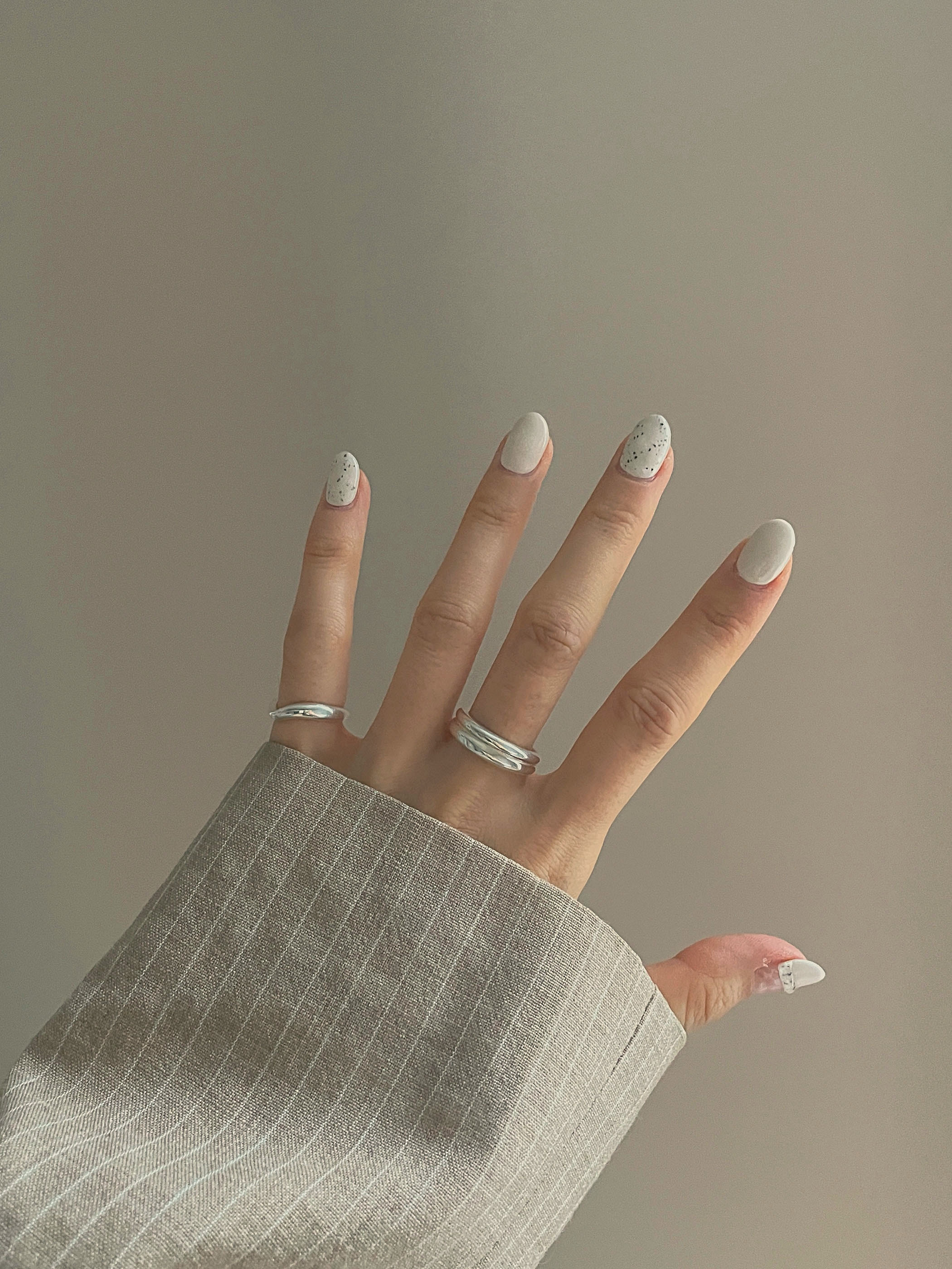 [92.5 Silver] Bold two lines layered ring