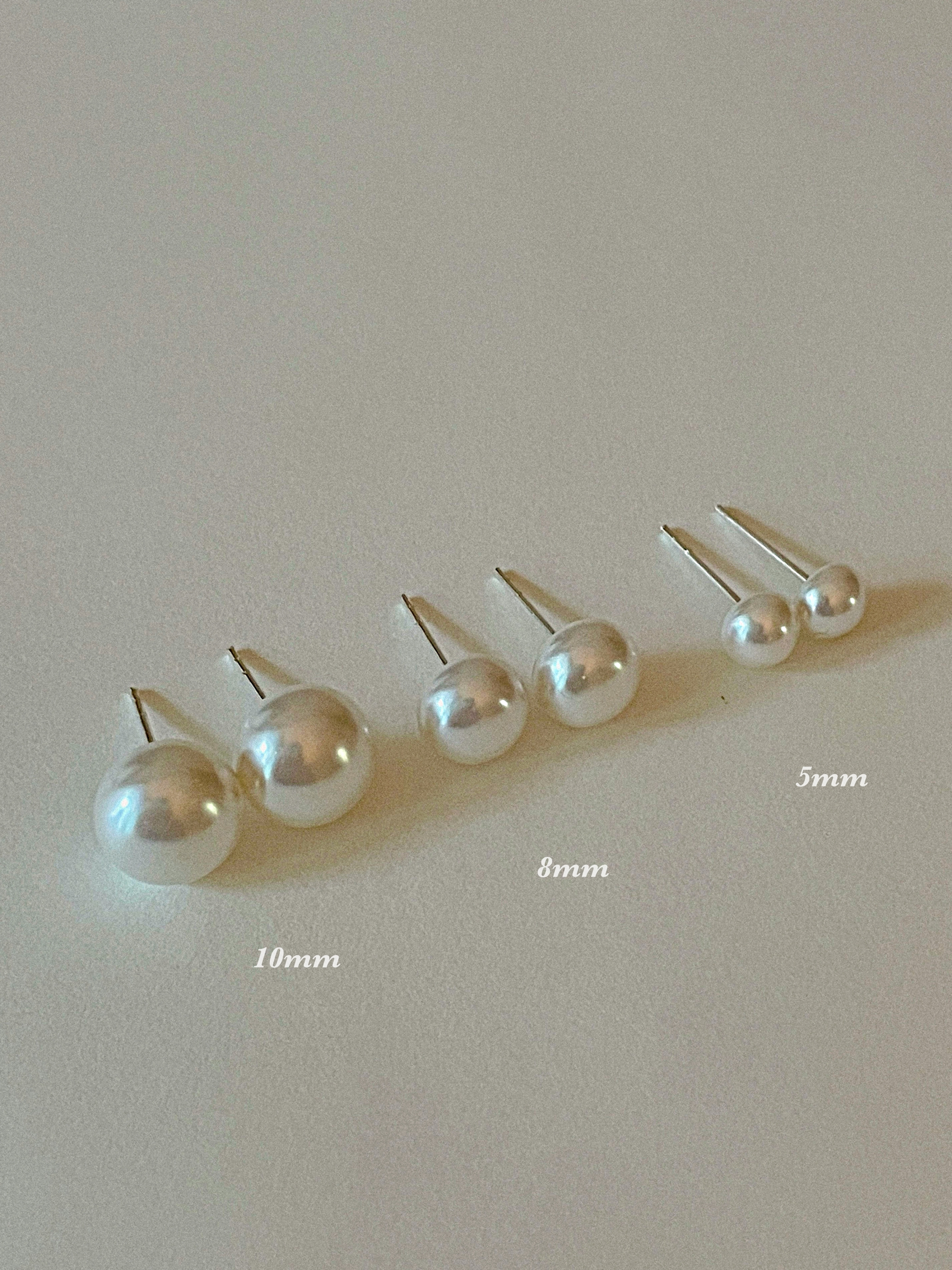 [92.5 Silver] Basic pearl earrings