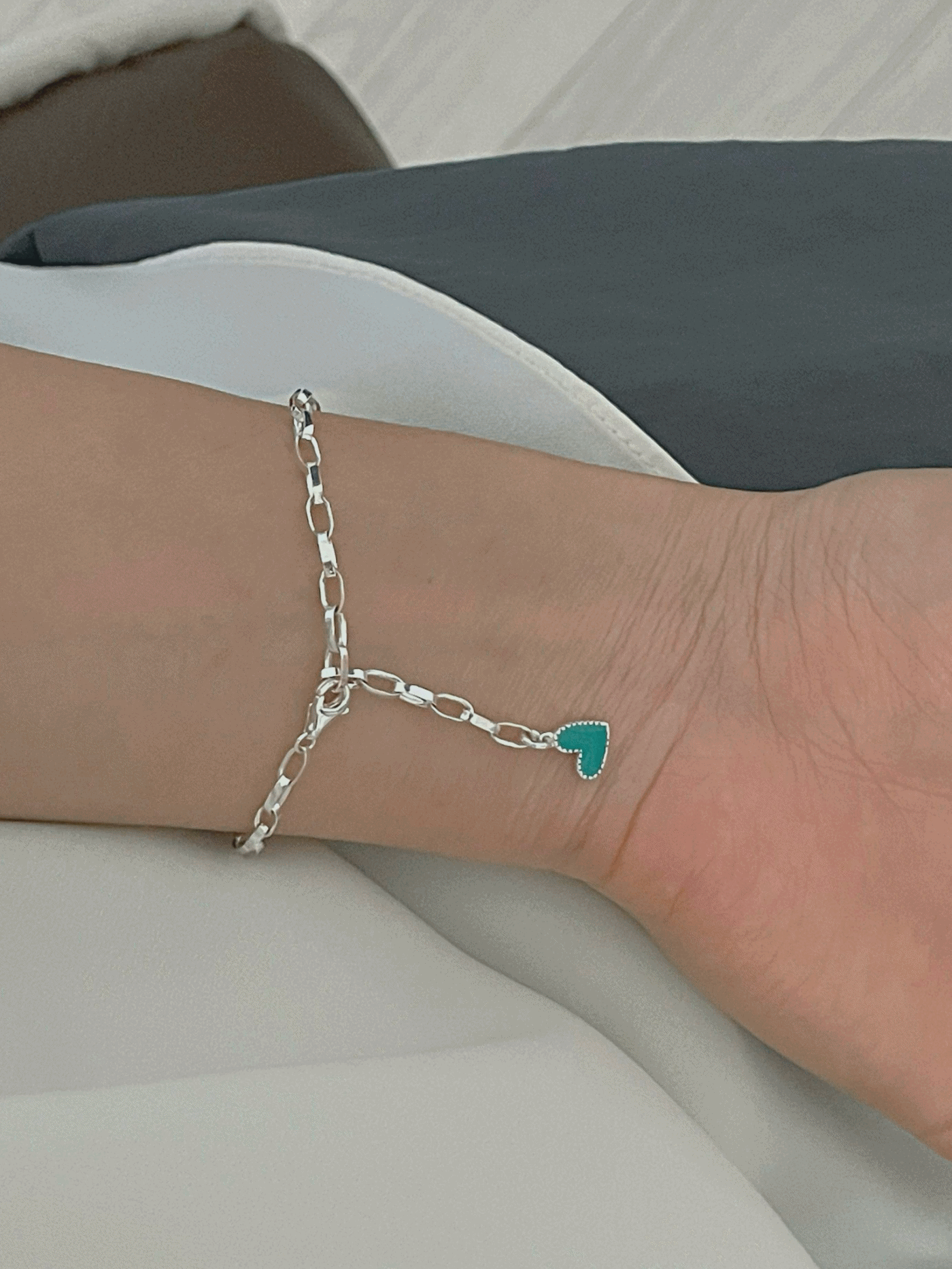 [92.5 Silver] Four color heart bracelet