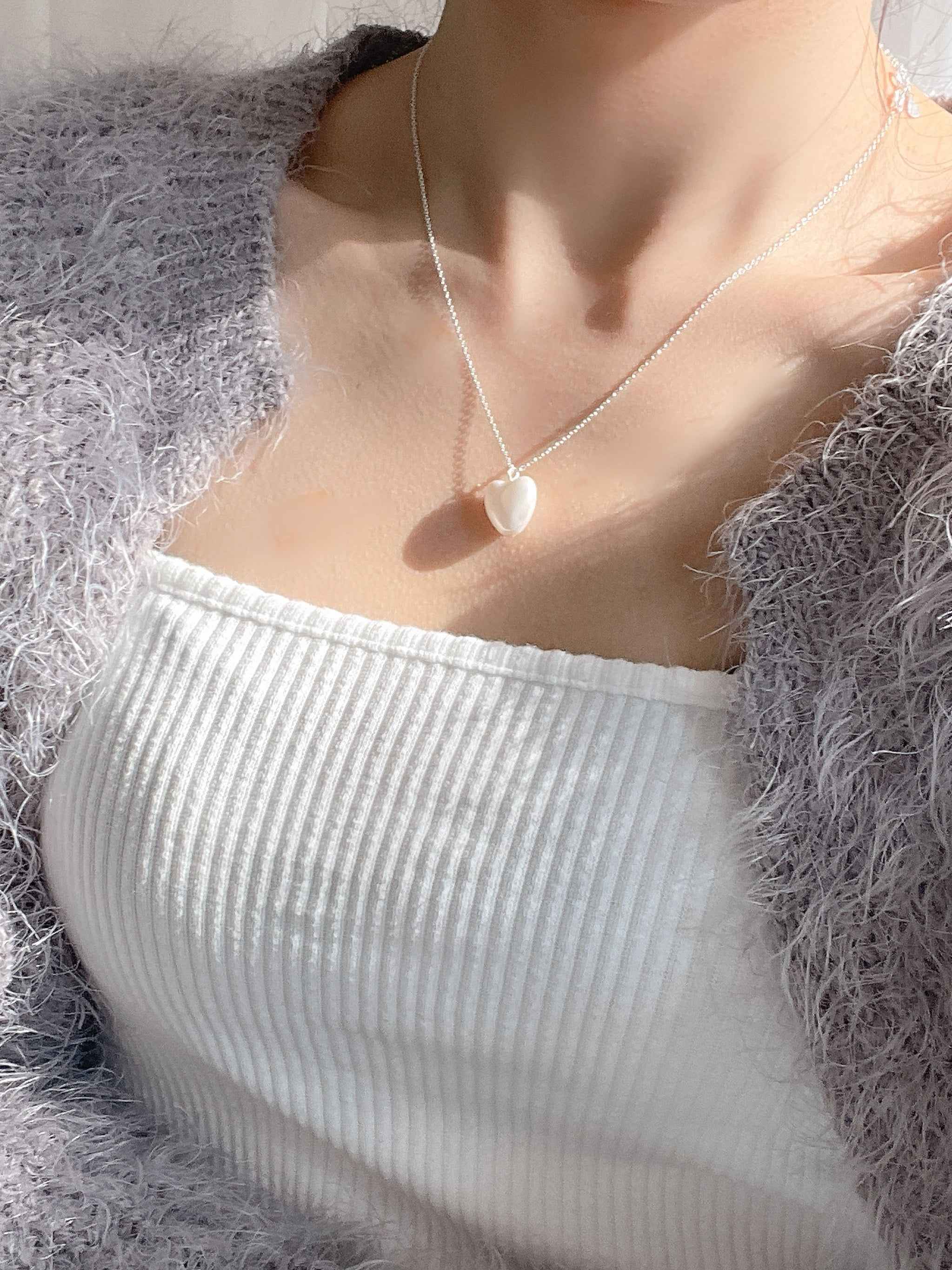 [당일발송/92.5 Silver] acrylic heart necklace