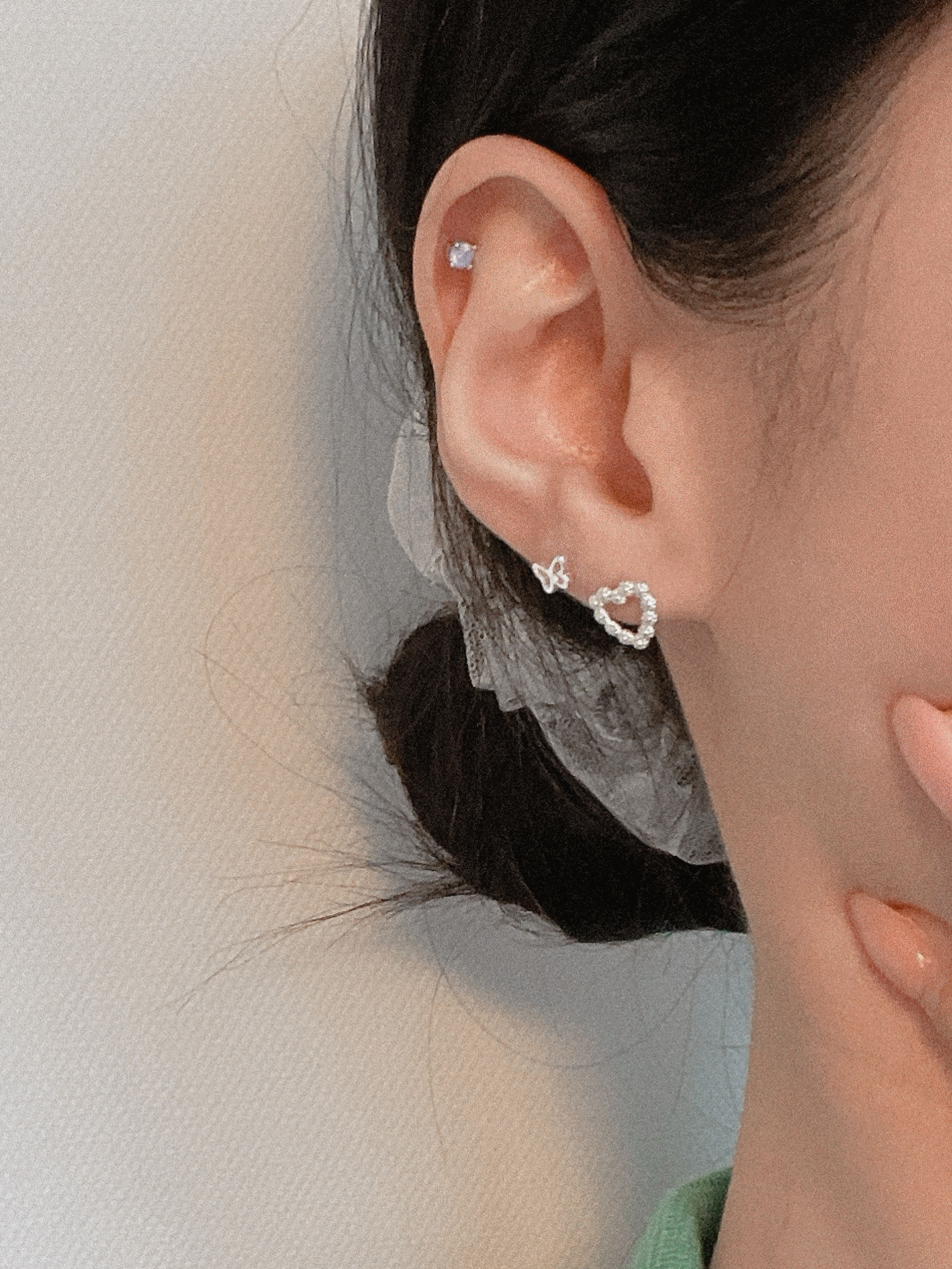 [당일발송/92.5 Silver]  Flat heart earrings