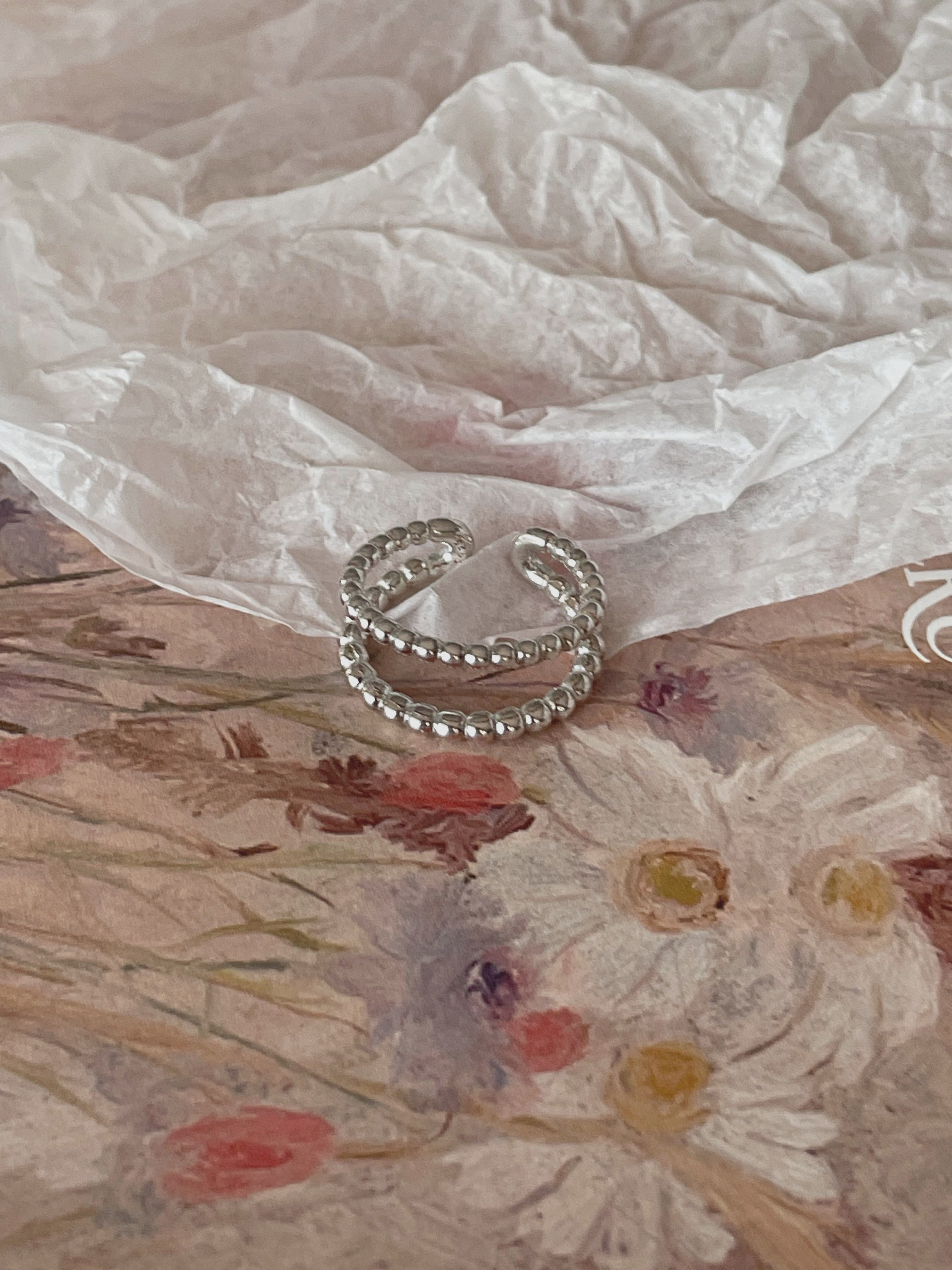 [92.5 Silver]  Layered ball ring