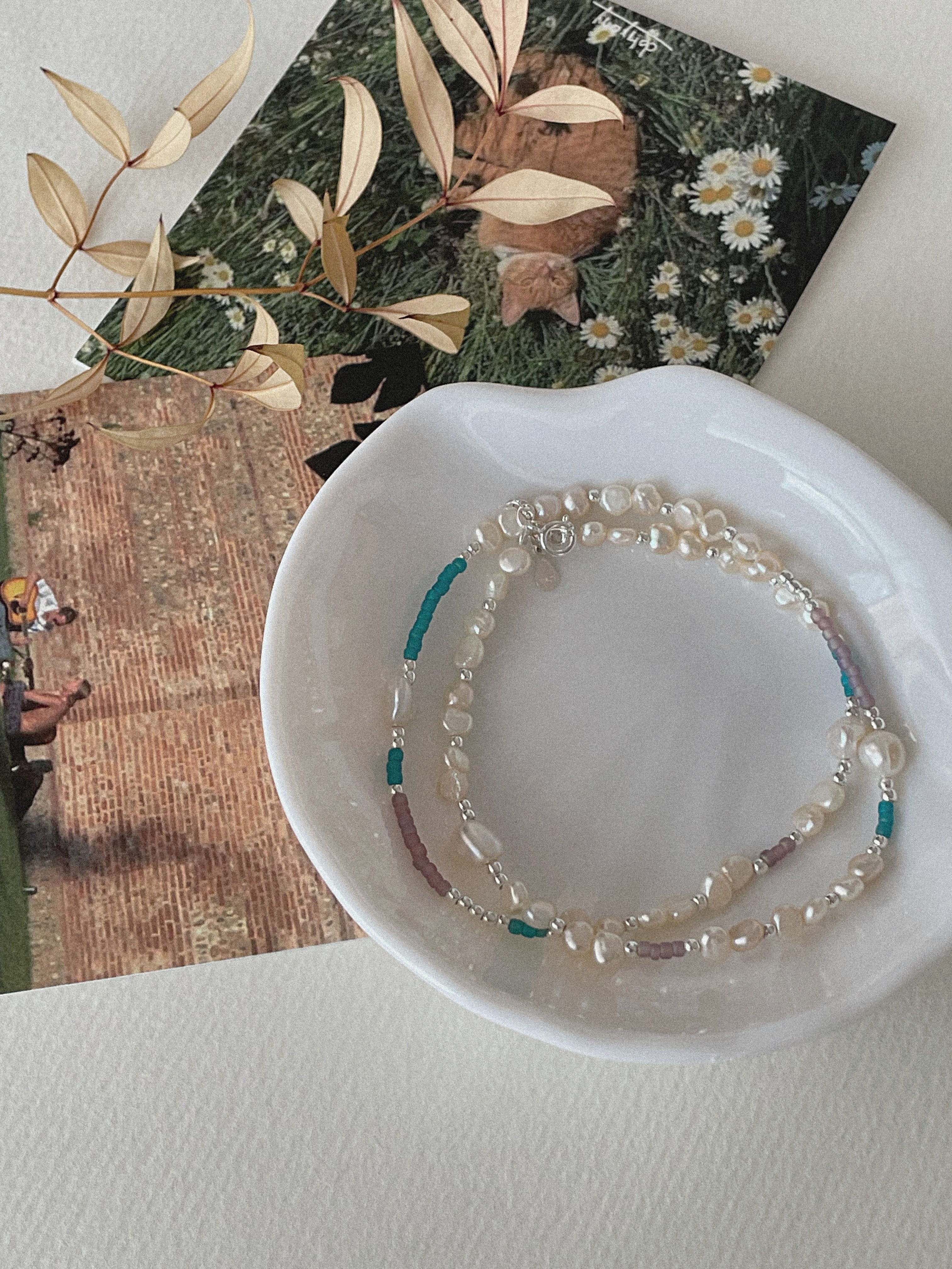 [당일발송/92.5 Silver]  Beads pearl necklace