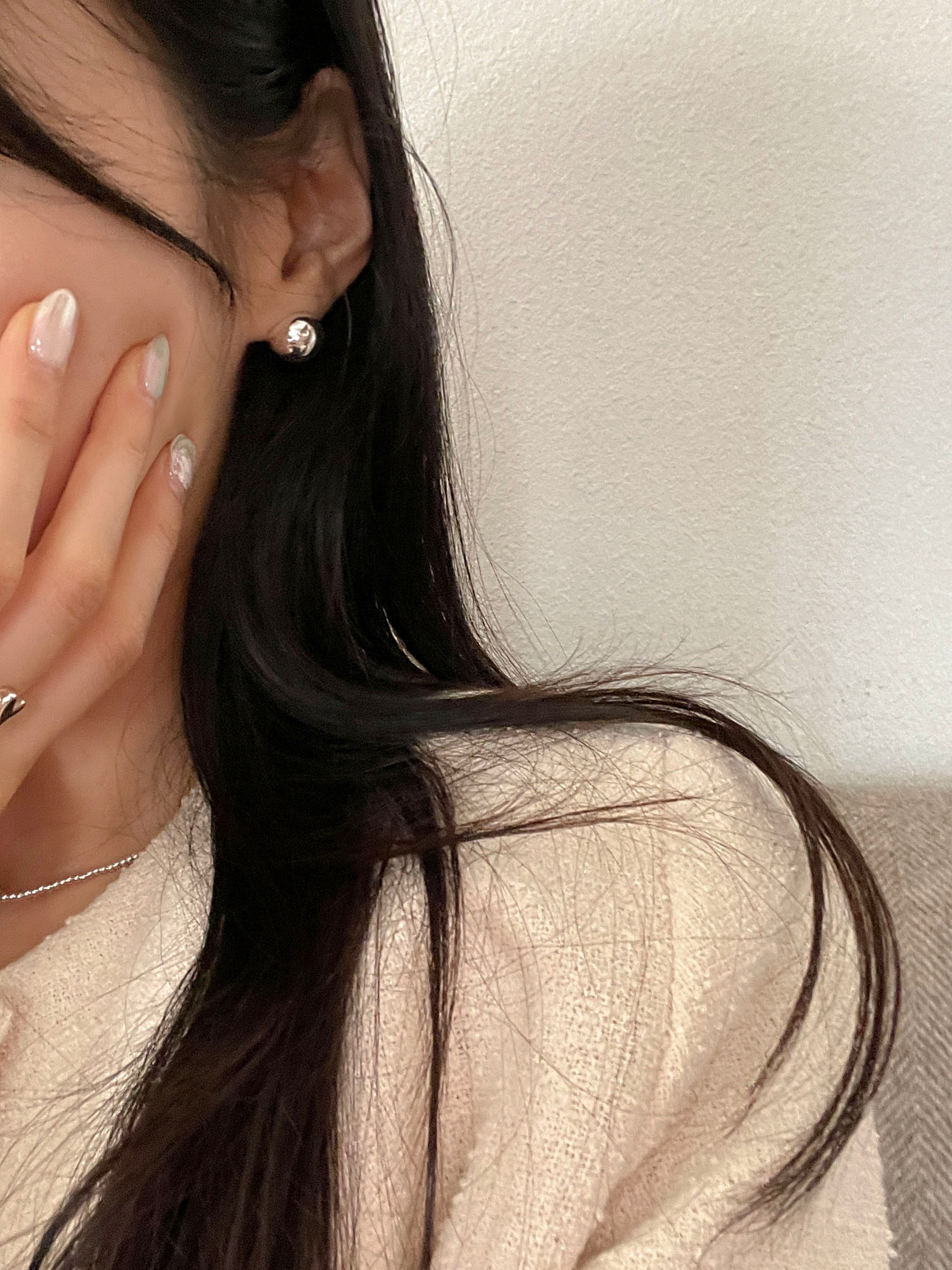 [92.5 Silver]  Circle glitter earrings