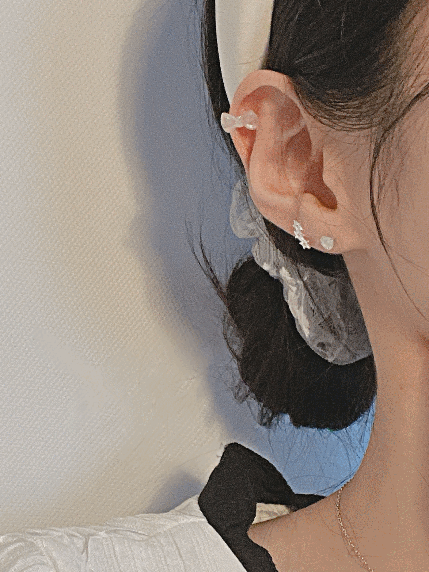 [당일발송/92.5 Silver]  three star earrings
