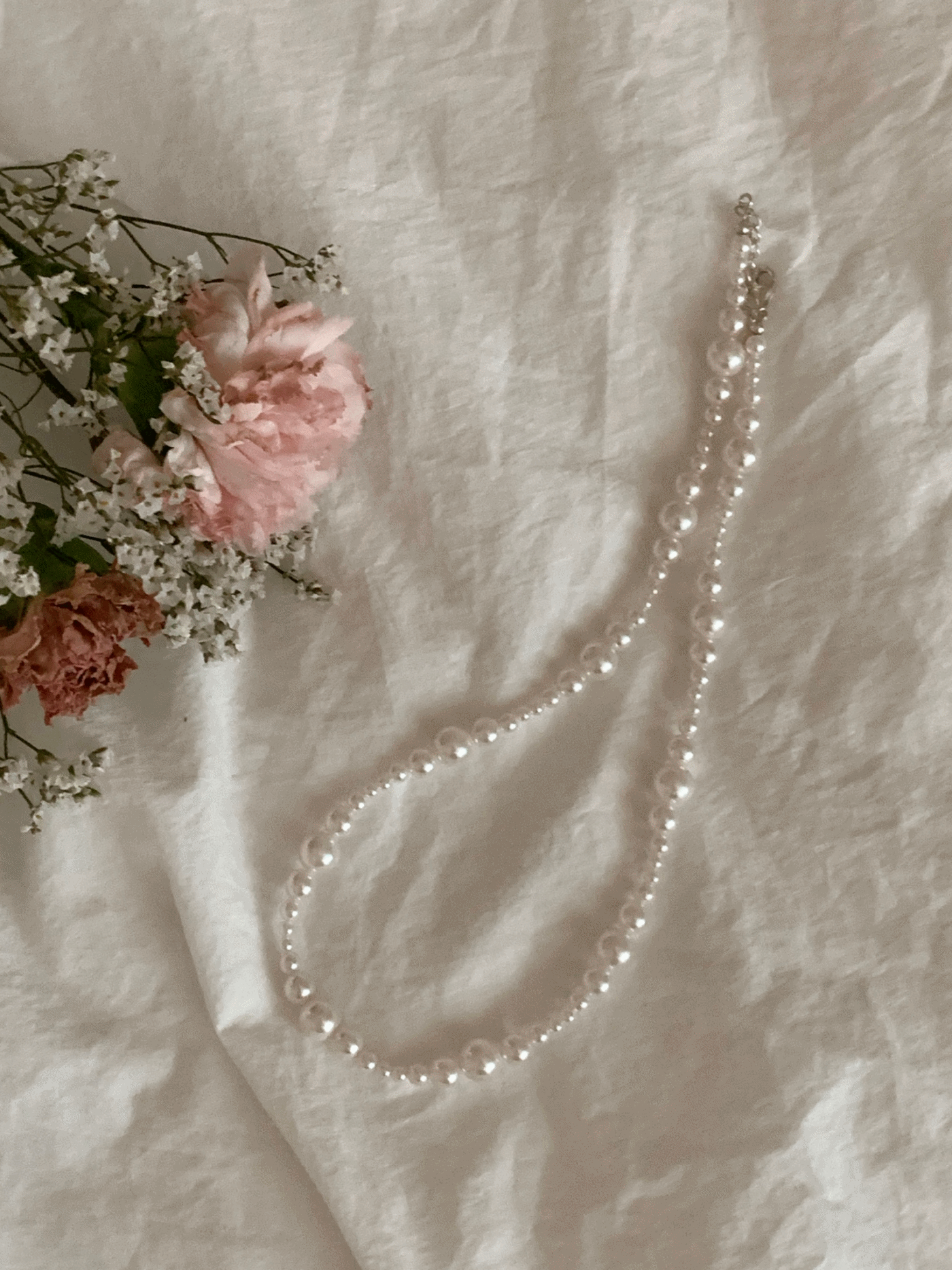 [92.5 Silver]  Lovely acrylic pearl necklace