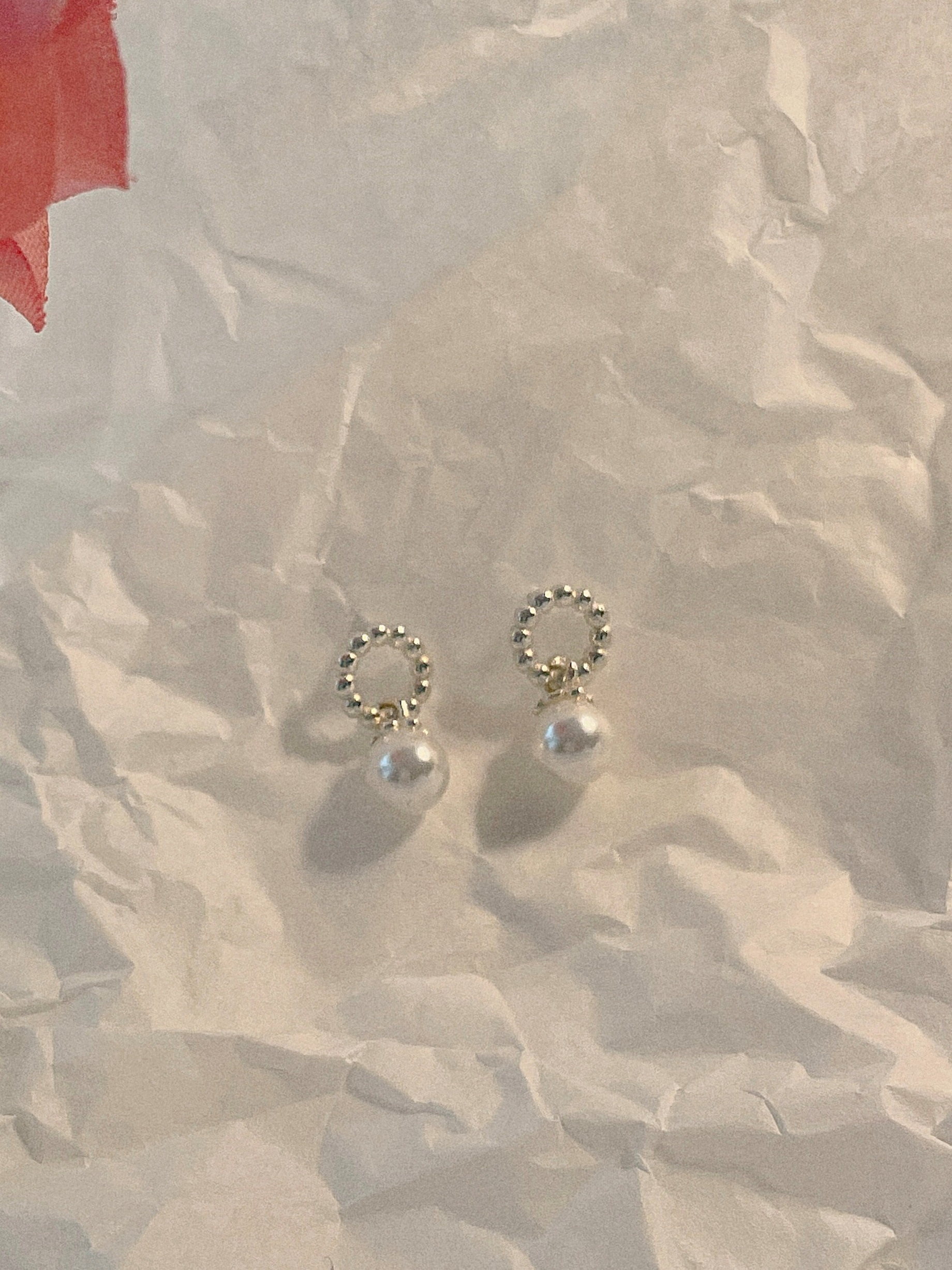 [92.5 Silver] Dangling pearl earrings