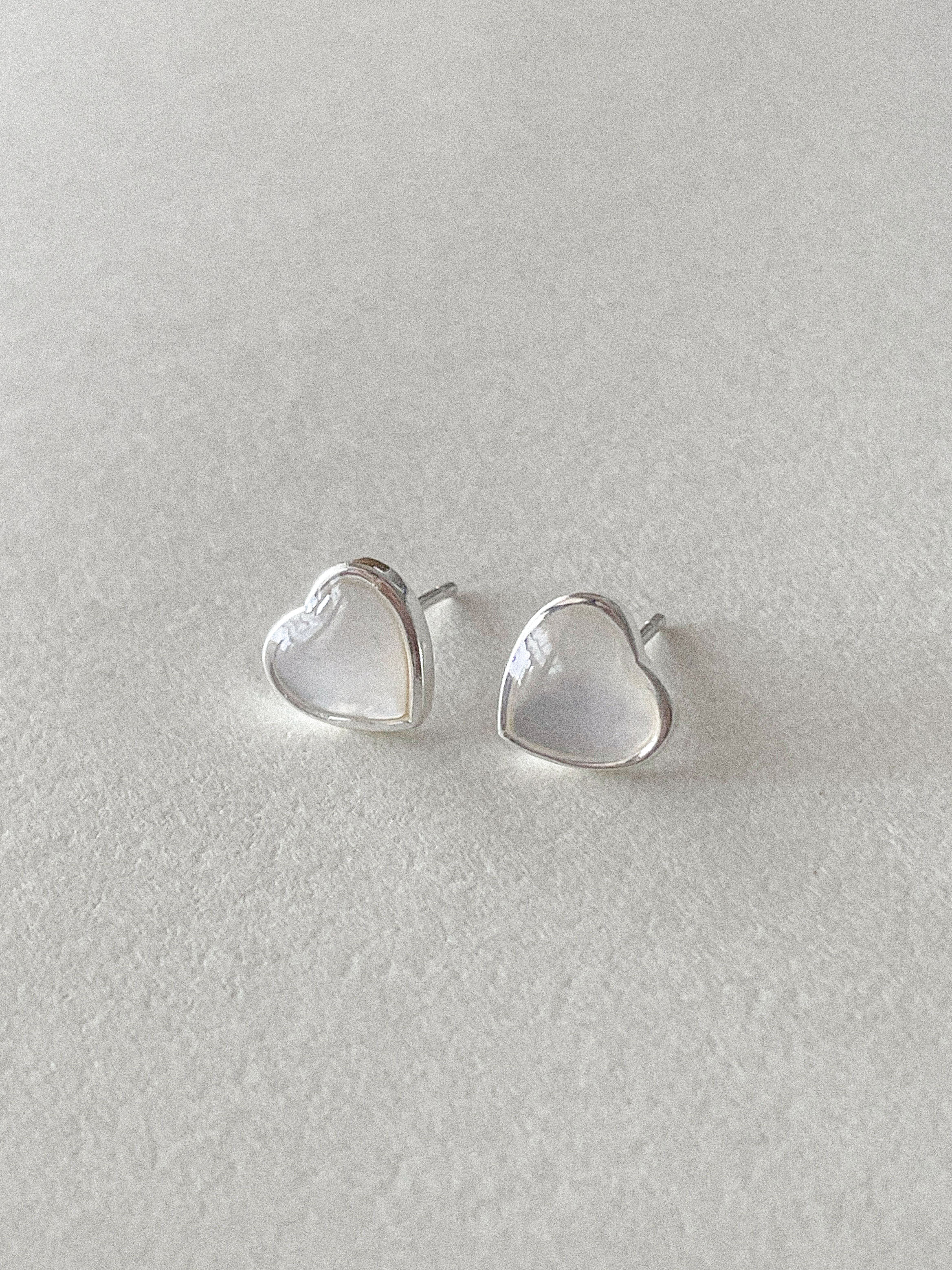 [당일발송/92.5 Silver]  Bright heart earrings