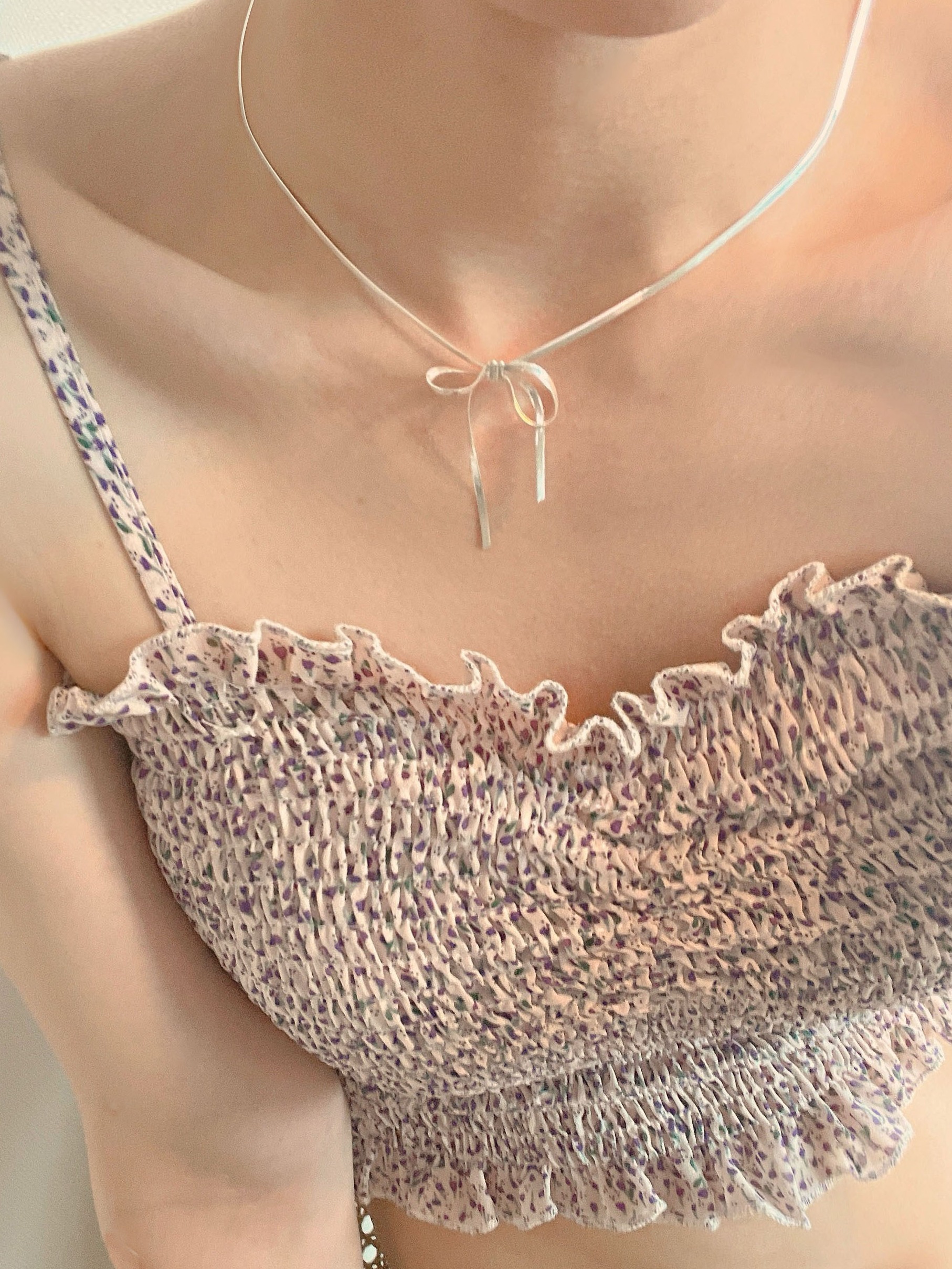 [92.5 Silver]  Shalala ribbon necklace