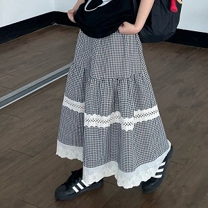 Gingham Lace Skirt