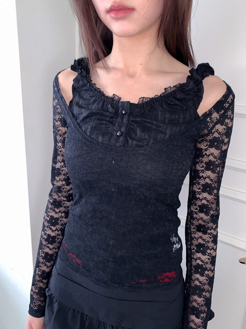 Flower lace u top