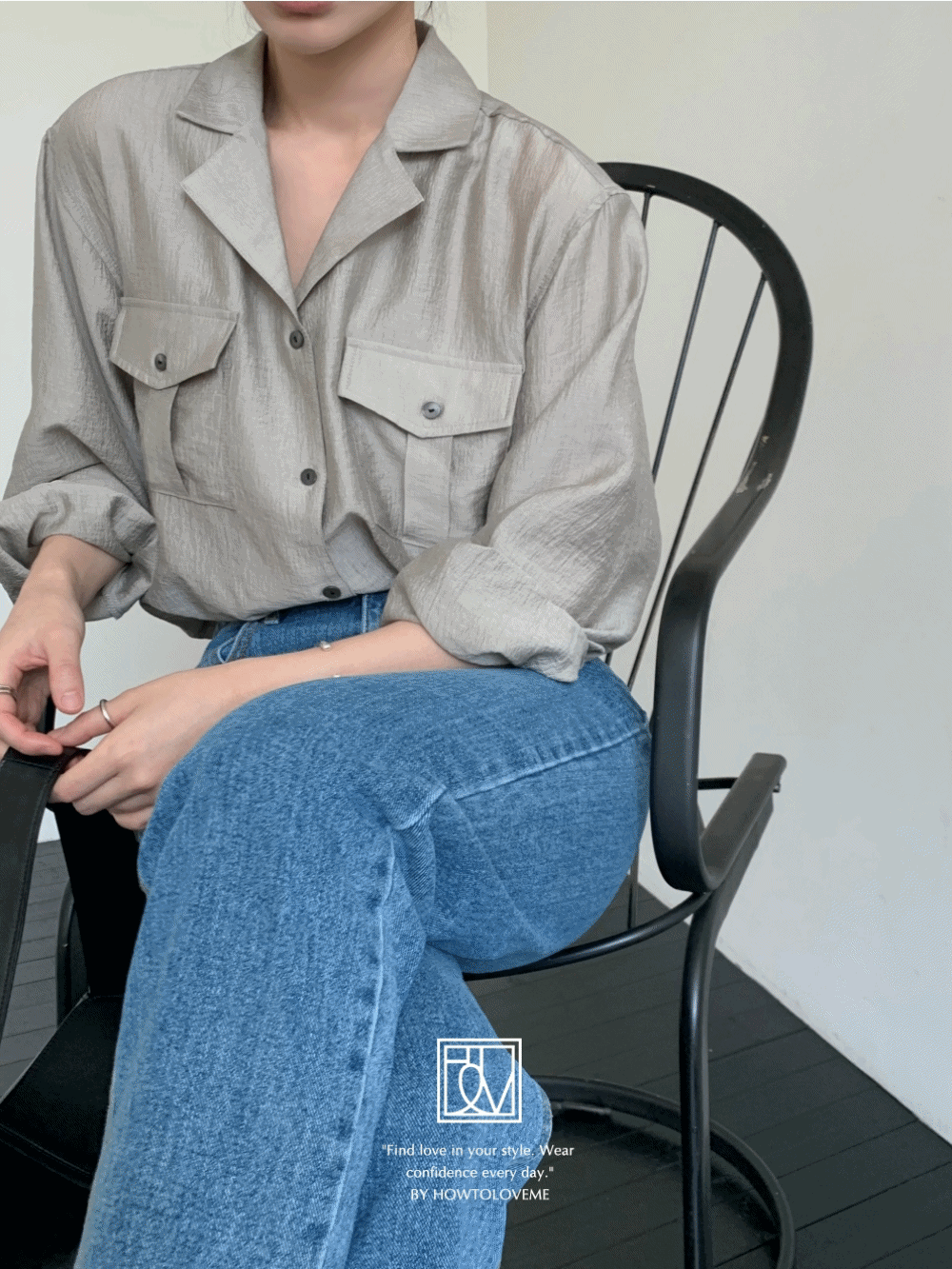 [자체제작/당일출고]로벨 모달 카라 포켓 블라우스_Lovell blouse