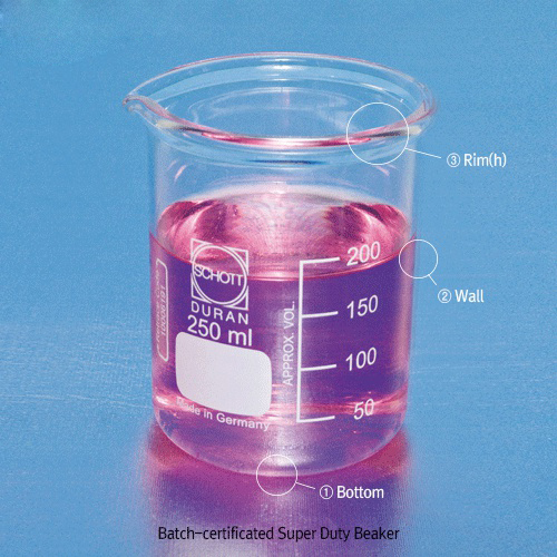 DURAN® 내충격용 슈퍼듀티 비커, 매우 두껍고 테두리 강화됨 Autoclavable, 150~5,000㎖