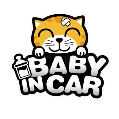 자동차스티커 BABY IN CAR 베이비 인 카 스마일애기고양이 (210mmx183mm) (YF)