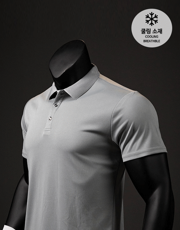 (1+1)쾌적한 쿨링 기능성 반팔 머슬핏 운동복 카라 티셔츠