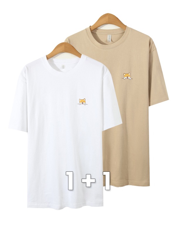 [1+1] 시바 로고 도그 프린팅 여름 반팔 티셔츠