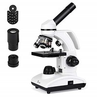[해외] TELMU 현미경 40X-1000X 배율 올메탈 안경(WF10X/25X) 전자 현미경 이중 조명 핸드헬드 랩 컴파운드 단안경 현미경 10개 슬라이더 포함