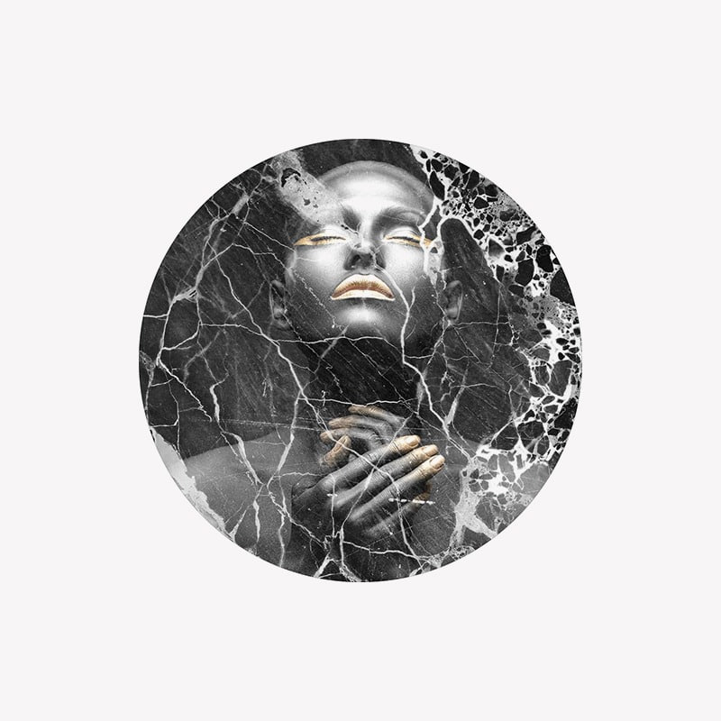 Circle Art Black Marble Lady