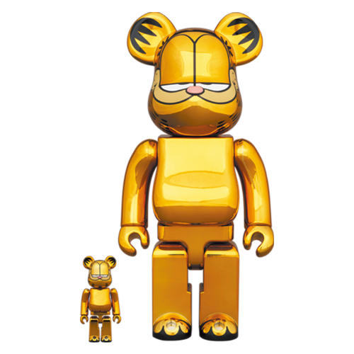 [BE@RBRICK]베어브릭 400% + 100% 가필드 골드 크롬 버전