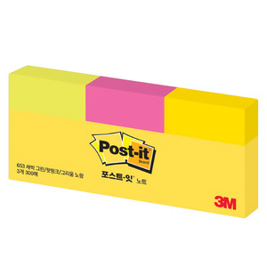 3M 포스트잇 653-3 형광 3색 90매(38x51mm)