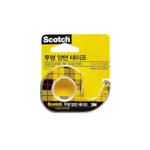 3M 스카치 투명 양면 테이프 136ROK (12mmX6.35m) 가벼운 부착 양면접착