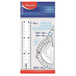 마패드 242815 종합자 4종세트 15cm 자 각도기 삼각자