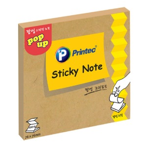 프린텍 P7676K 스티키노트 100매 76x76 크라프트 팝업