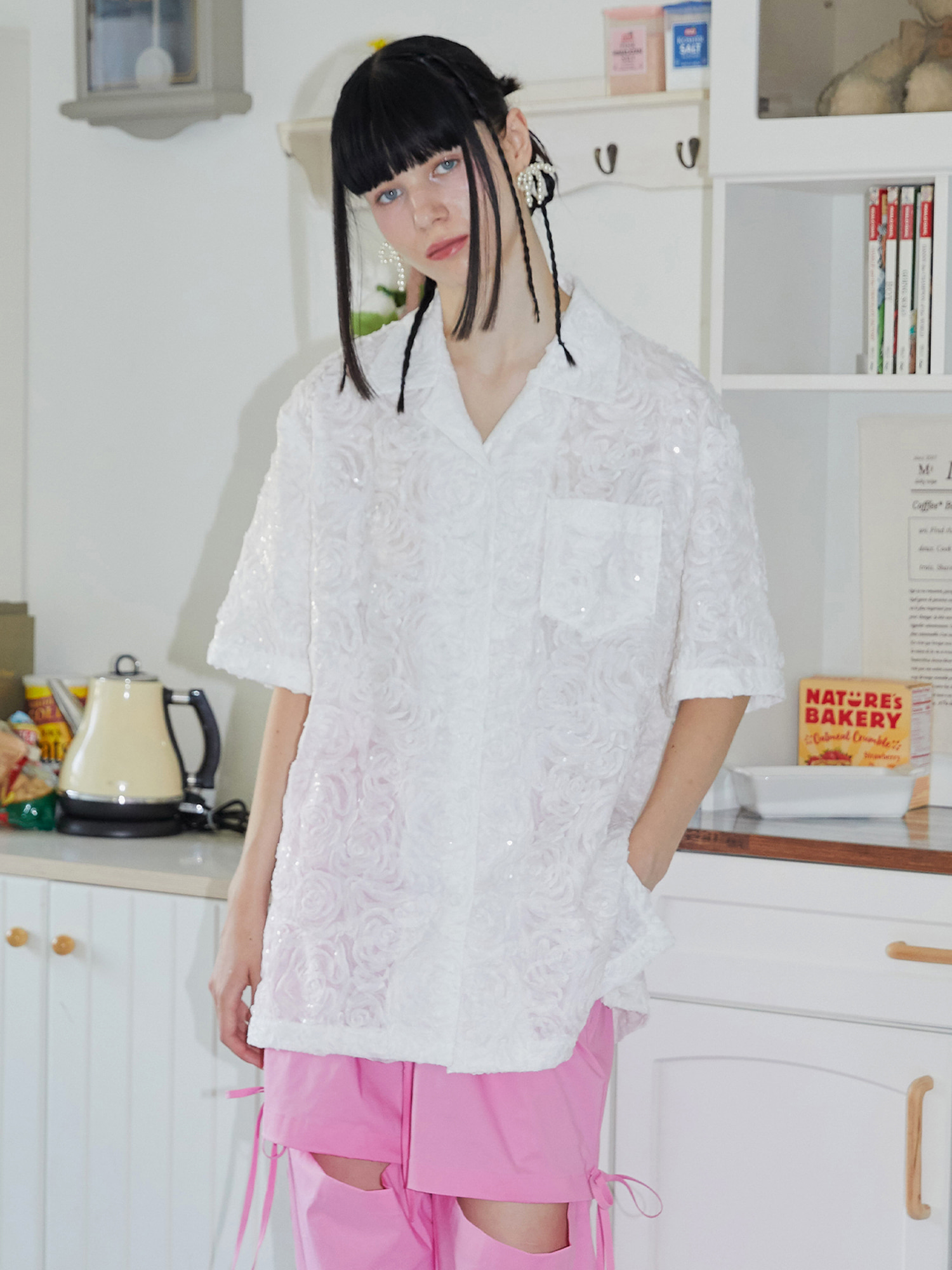 WH FLOWER SPANGLE SHIRT