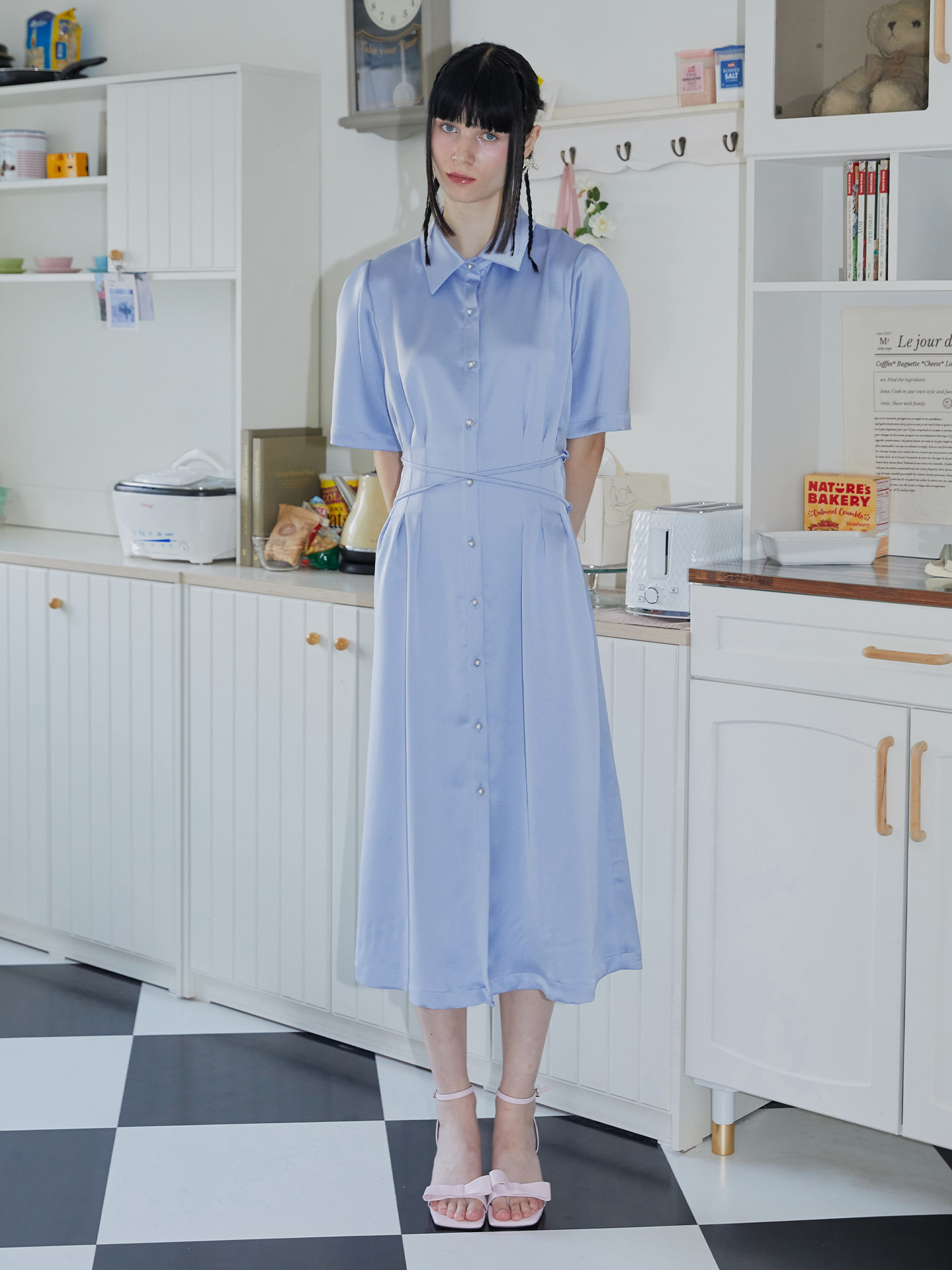 SK SILKY CROSS SHIRT DRESS