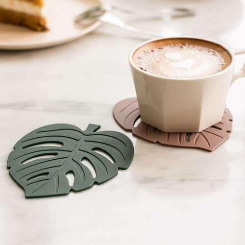 국산 실리콘 카페 주방 소품 나뭇잎 컵받침 찻잔 티 코스터 11cm