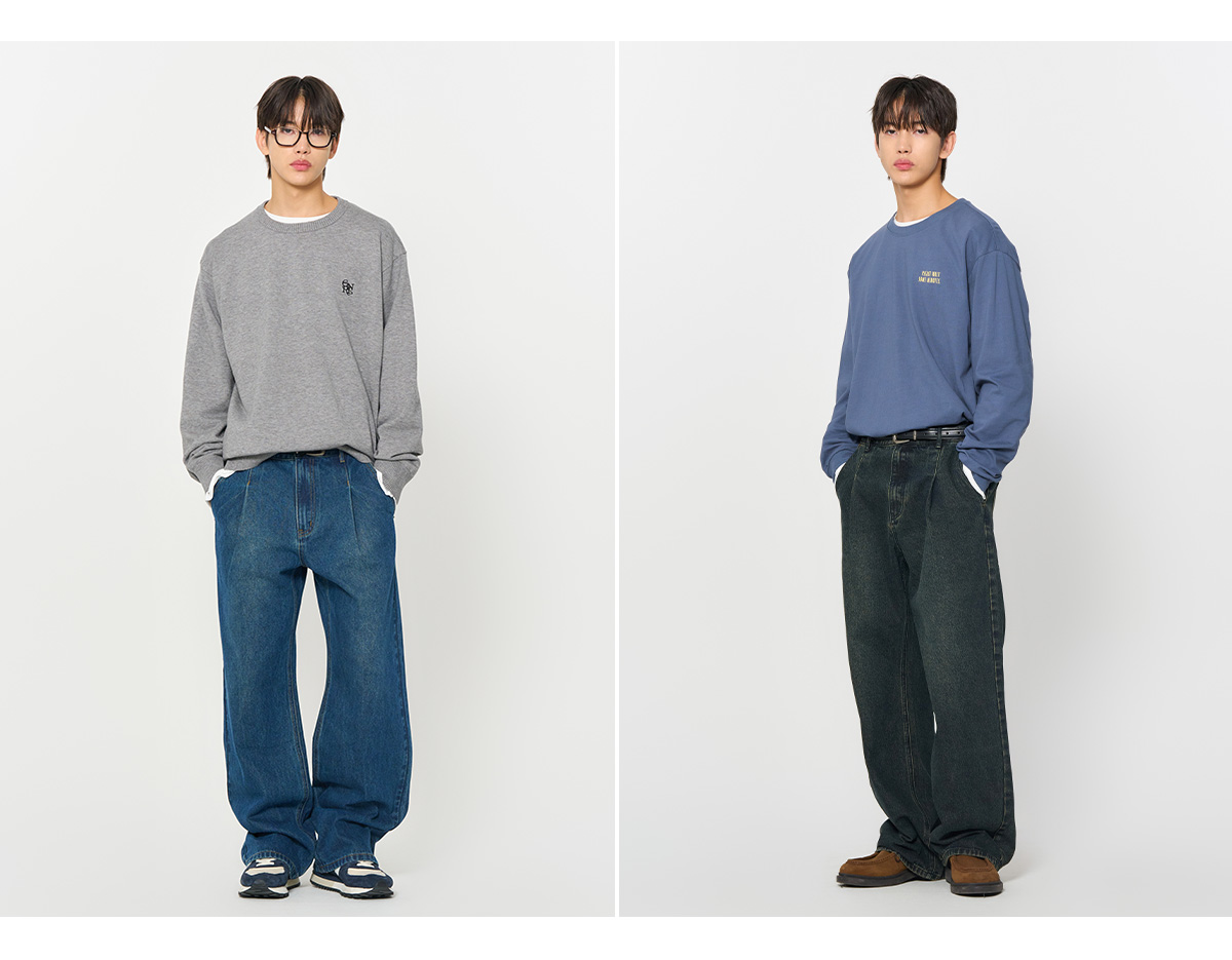 GENERAL IDEA] MAN タック入りデニムワイドパンツ [BLUE]