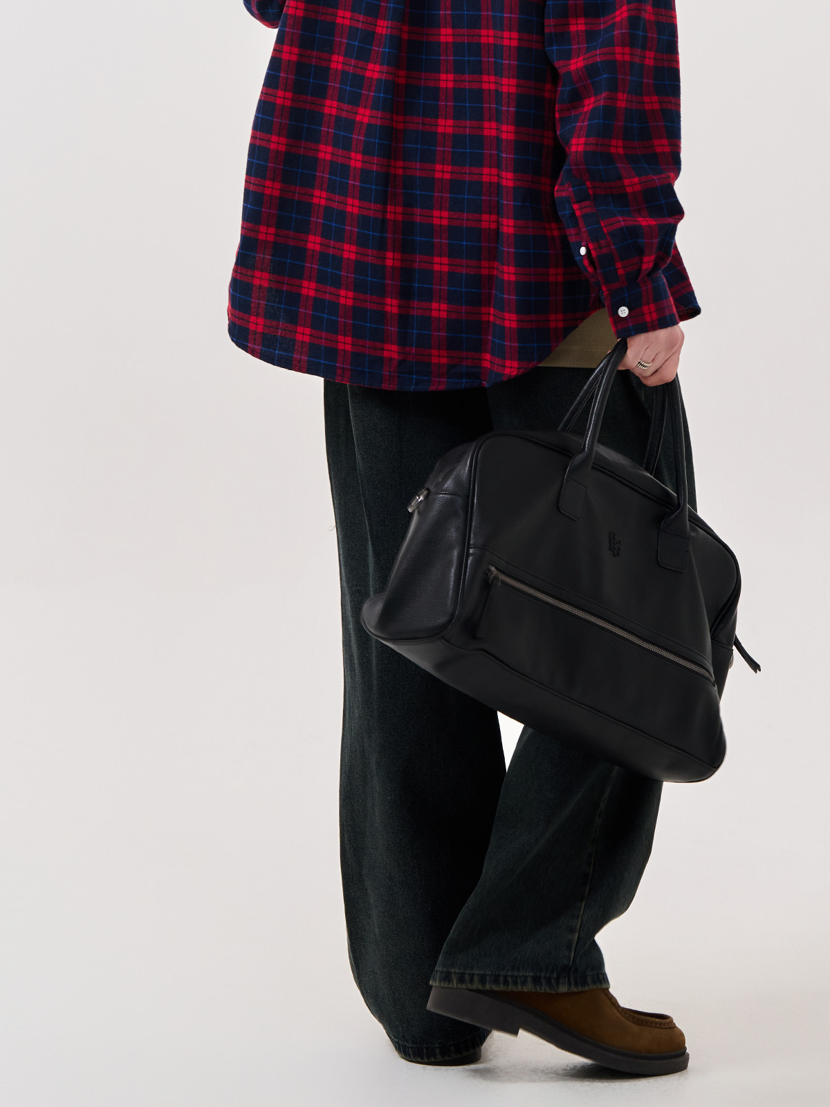 GENERAL IDEA] UNISEX フェイクレザー ボストンバッグ [BLACK