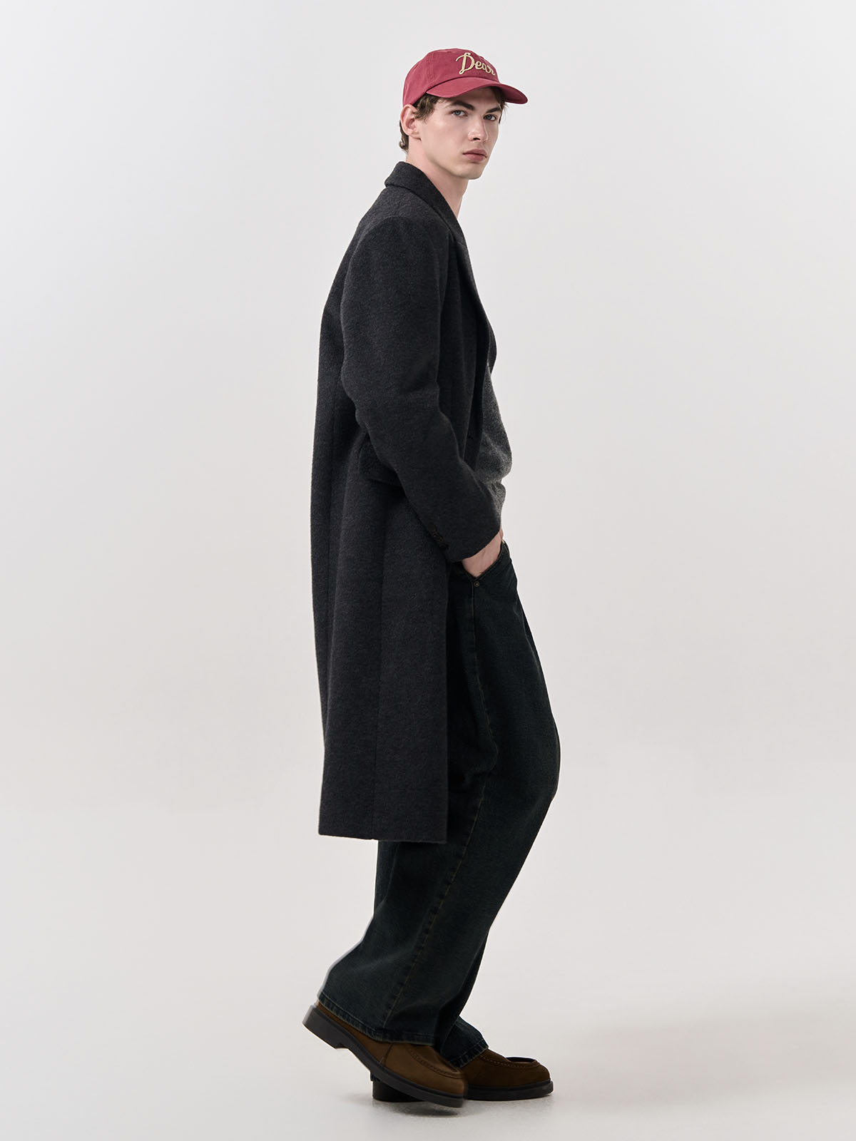 GENERAL IDEA] MAN ウール混ロングコート [CHARCOAL] (韓国