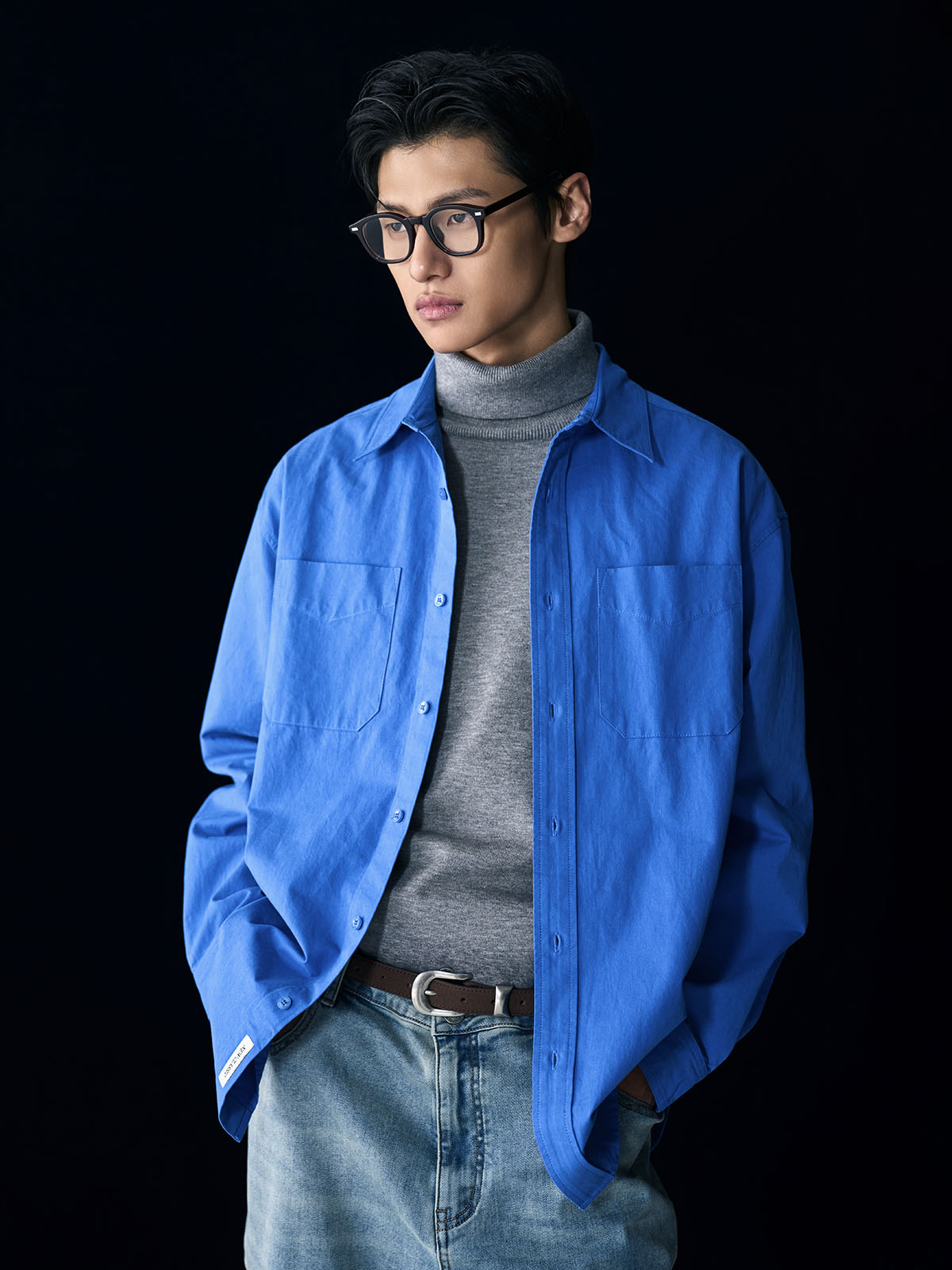 GENERAL IDEA] UNISEX ウォッシュ加工ワークシャツ [BLUE] (韓国