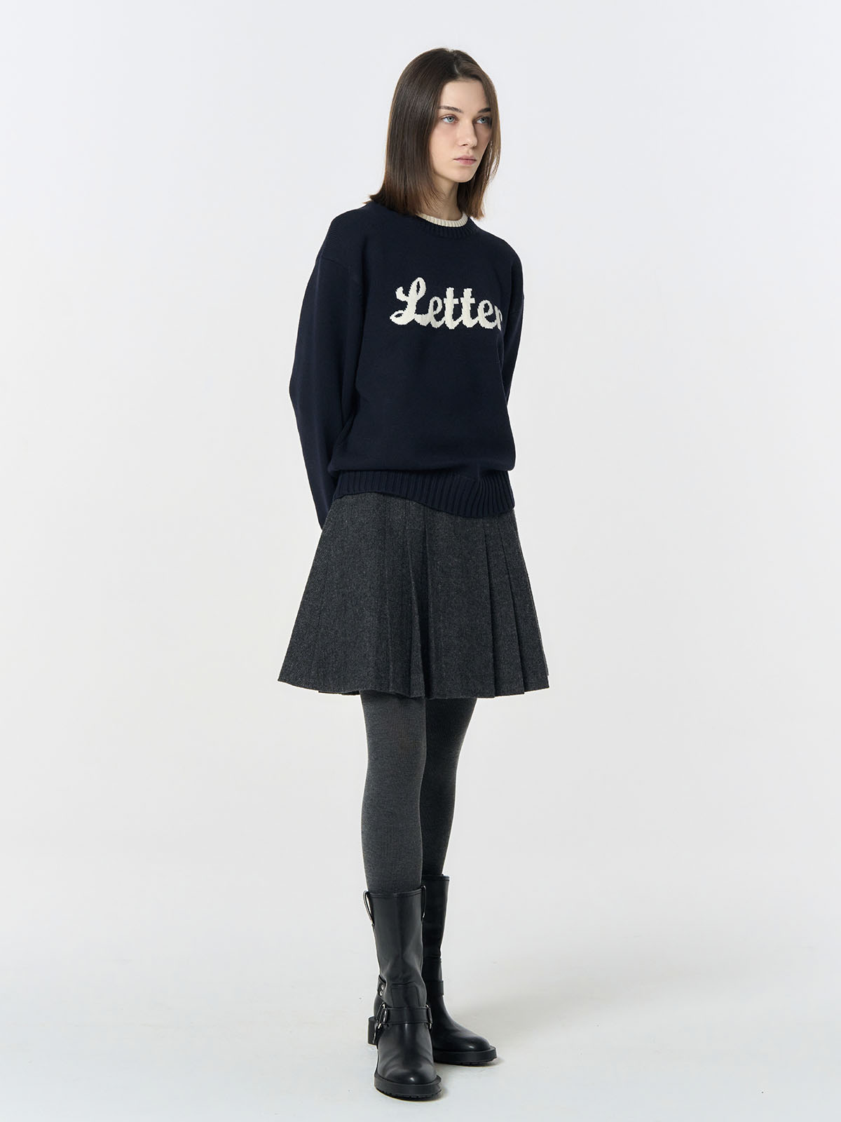 【GENERAL IDEA】U-Neck リボン ニット プルオーバー GENERAL IDEA] WOMAN リボン付きUネックニットプルオーバー [GREY]