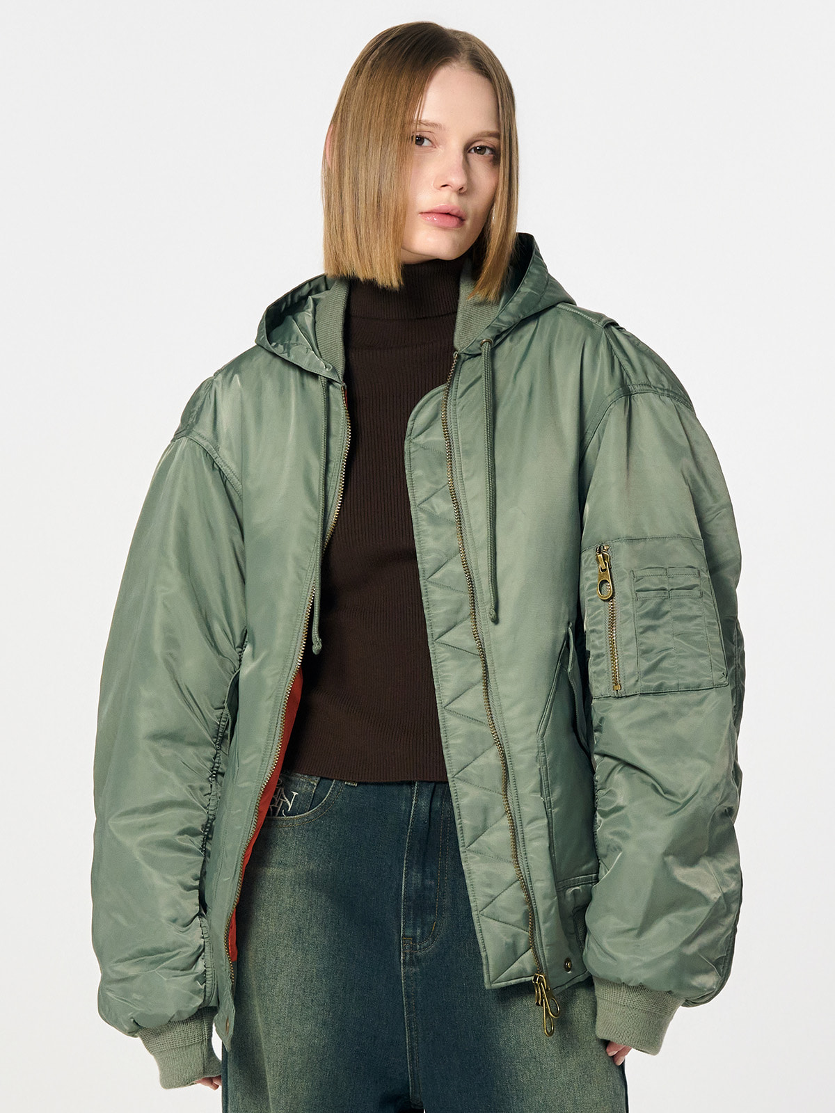 GENERAL IDEA] UNISEX オーバーサイズMA-1フライトジャケット [KHAKI]