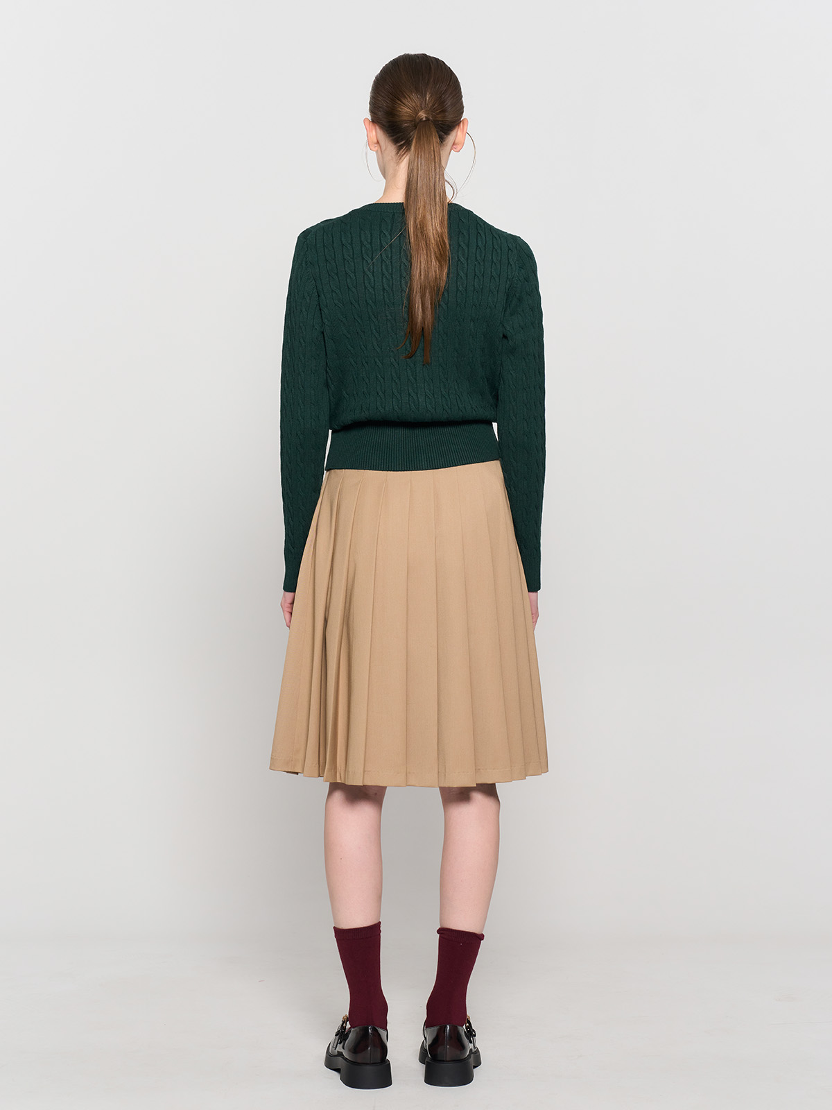 GENERAL IDEA] WOMAN ウールブレンドケーブル編みカーディガン [DEEP