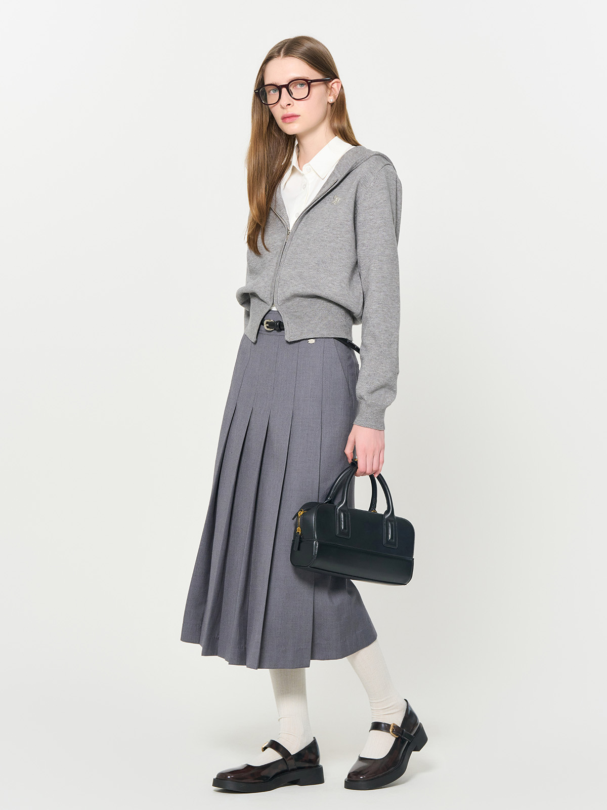 WOMAN GNRL ロゴ入り長袖フード付きニットパーカー [4COL] GENERAL IDEA] WOMAN GNRL ロゴ入り長袖フード付きニット