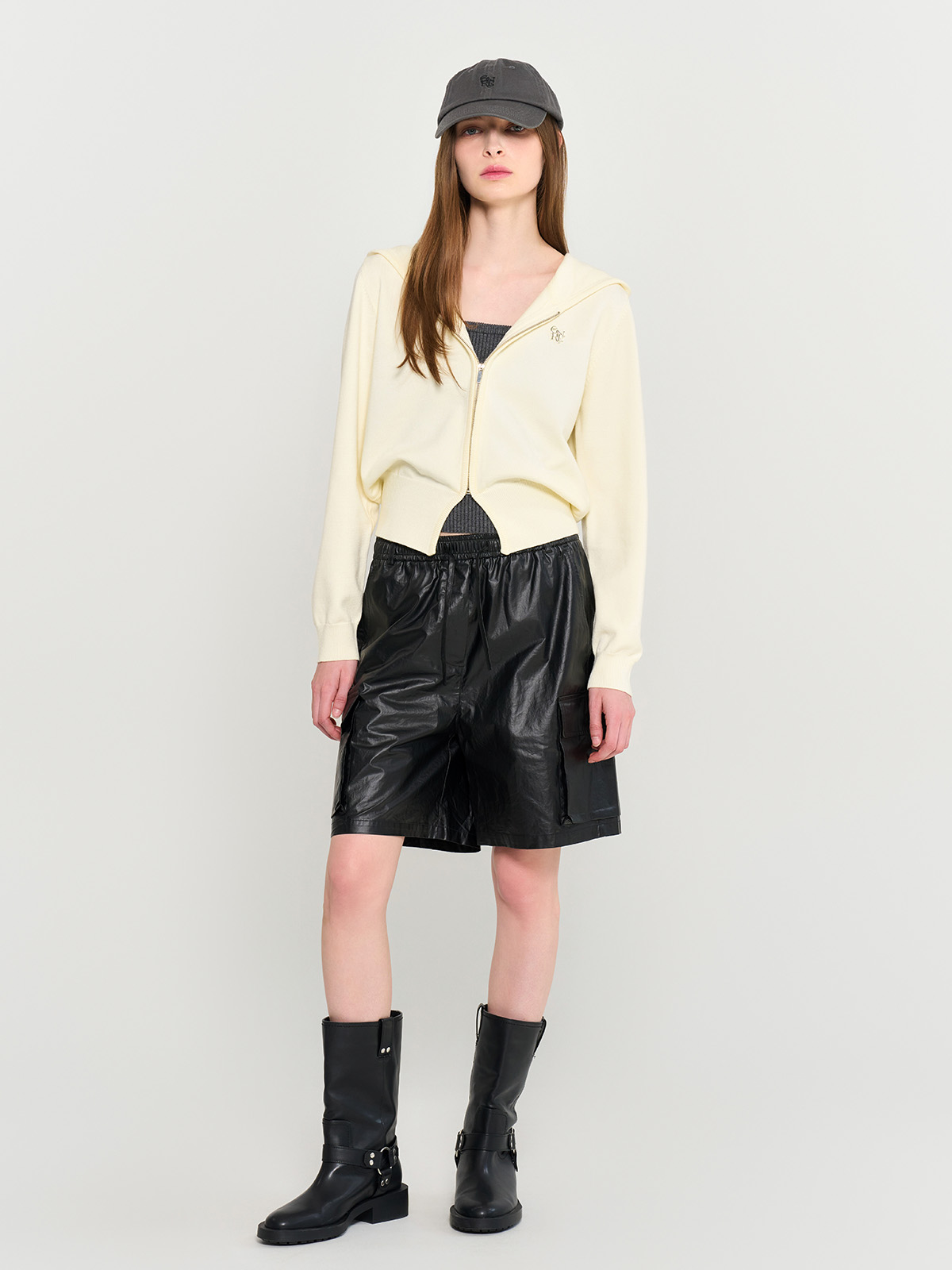 GENERAL IDEA] WOMAN GNRL ロゴ入り長袖フード付きニット