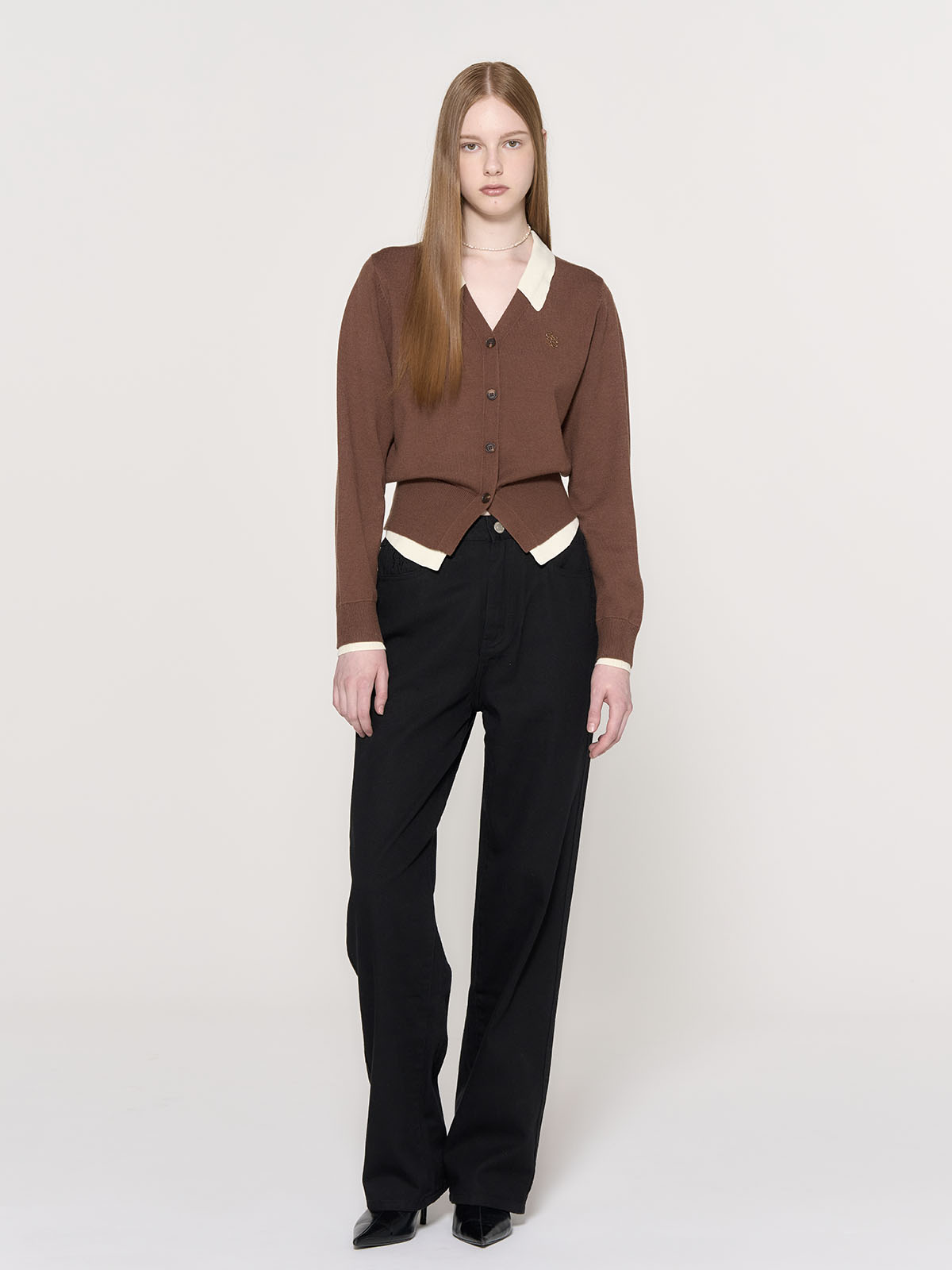 20471120 変形ニットカーディガン　茶 20471120 変形ニットカーディガン 茶 20471120 変形ニットカーディガン