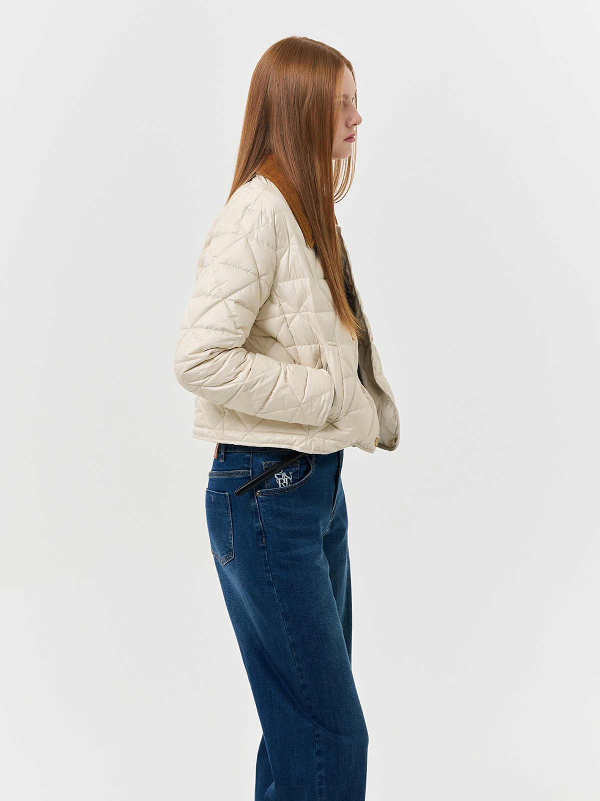 JUNYA コーデュロイ ダウンジャケット チェック柄襟 JUNYA コーデュロイ ダウンジャケット チェック柄襟